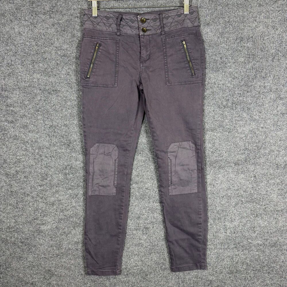 Anthropologie Pilcro and The Letterpress Women's Moto Pants 28 Gray Knee Patch